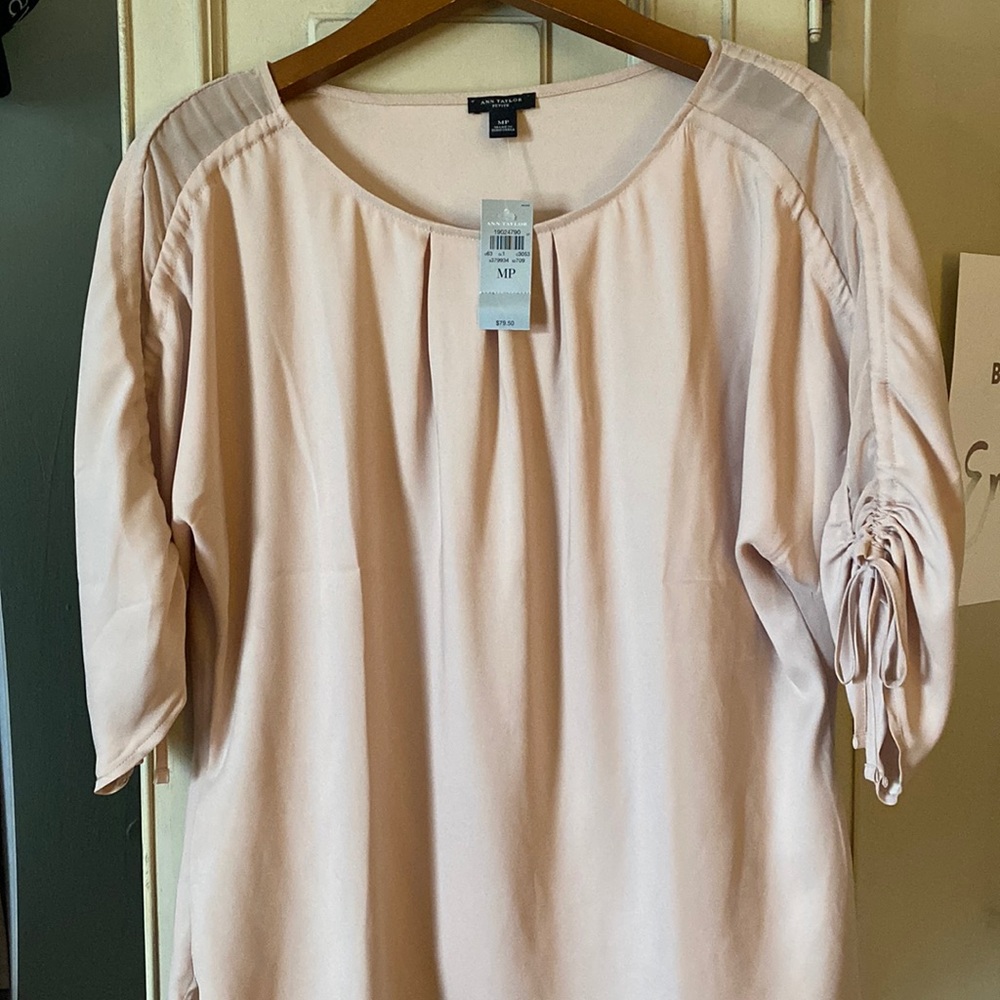 Ann Taylor Petite Blush color blouse top.